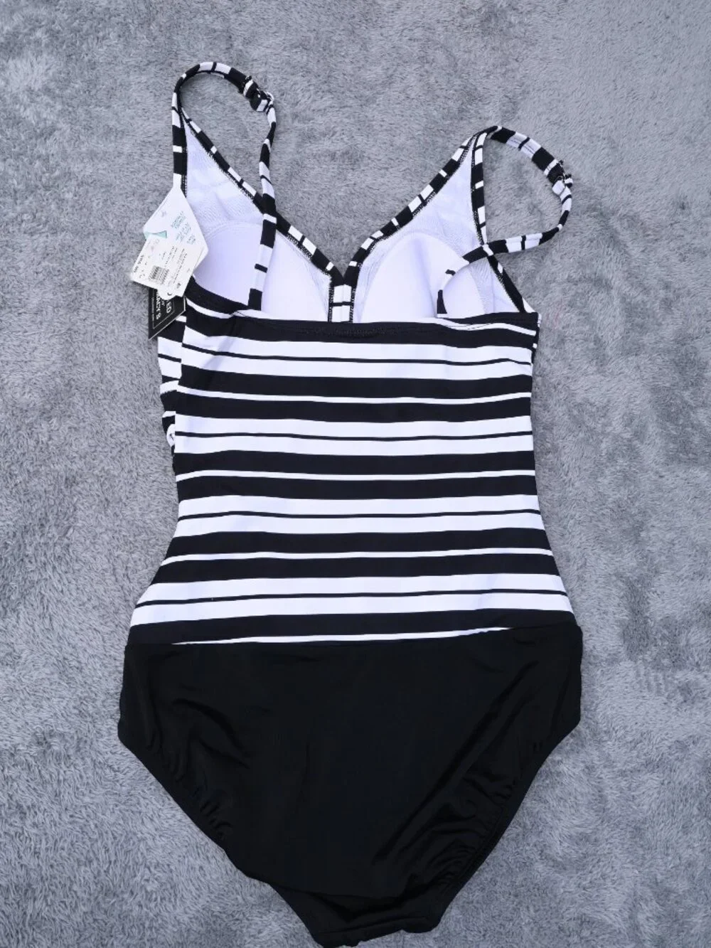 Swim Solutions Striped Tummy-Control Bust Support Swimsuit Women's Size 8 $86 - Picture 6 of 14